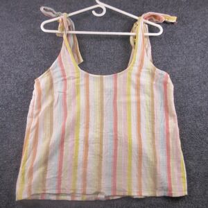 Sezane Tank Top Womens 42 Multicolor Stripe Tie Strap Button Back‎ Camisole Soft
